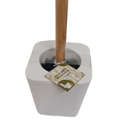 Bamboo Handle Toilet Brush & Holder – Modern Bathroom Cleaning Set